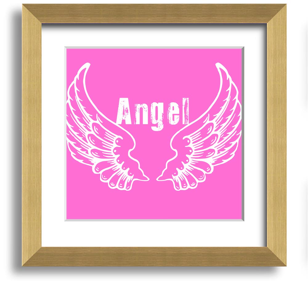 Angel Wings 2 Vivid Pink Square Framed Print showcasing vibrant pink wings, elegantly framed, ready to hang.