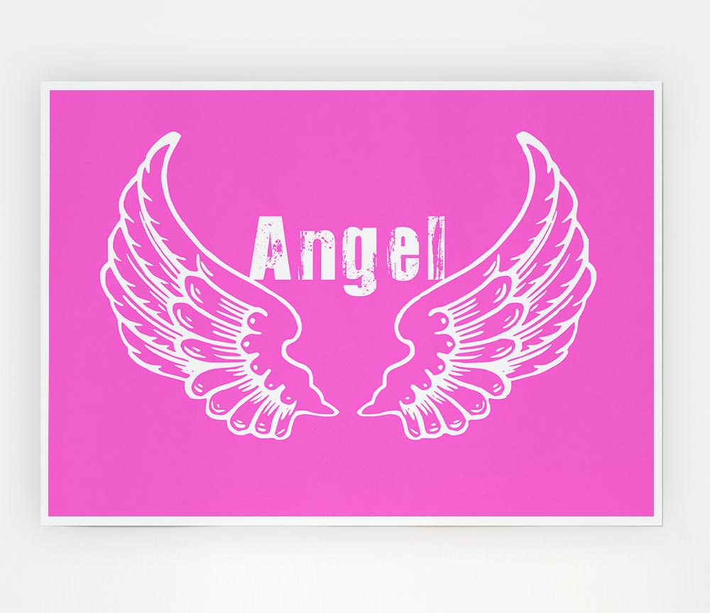 Angel Wings 2 Vivid Pink canvas poster featuring vibrant pink hues and intricate wing design, perfect for home decor.