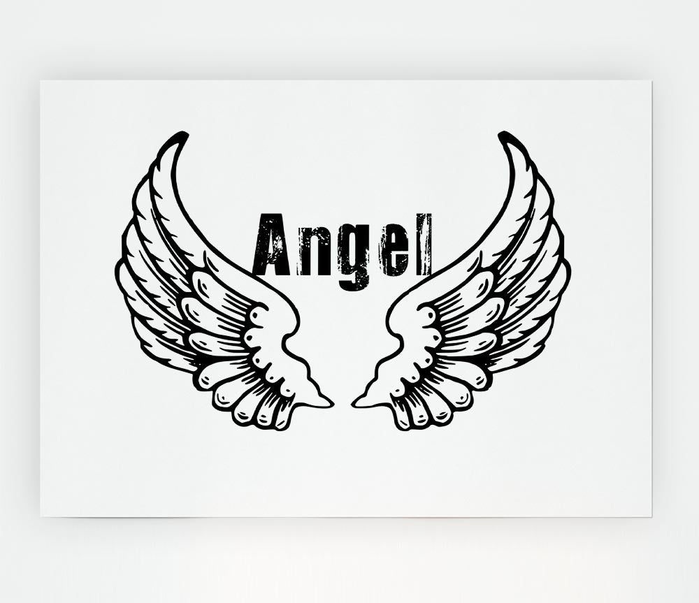 Angel Wings 2 White canvas poster featuring elegant angel wings design on high-quality material.