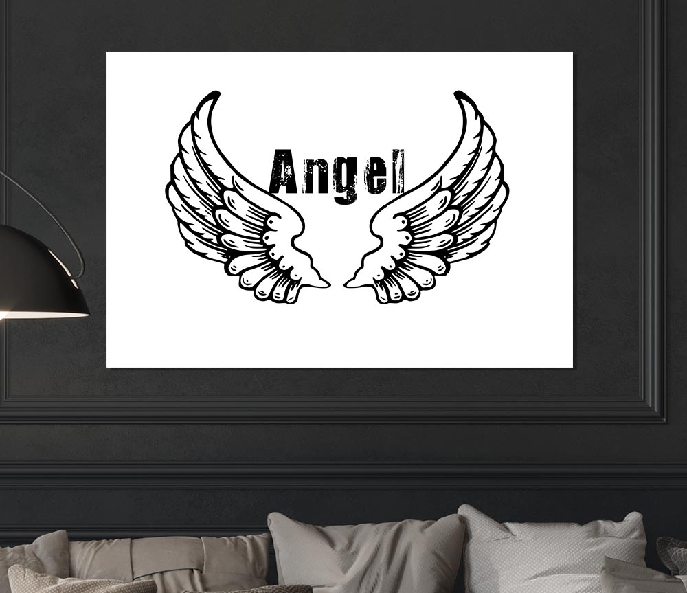 Angel Wings 2 White canvas poster featuring elegant angel wings design on high-quality material.