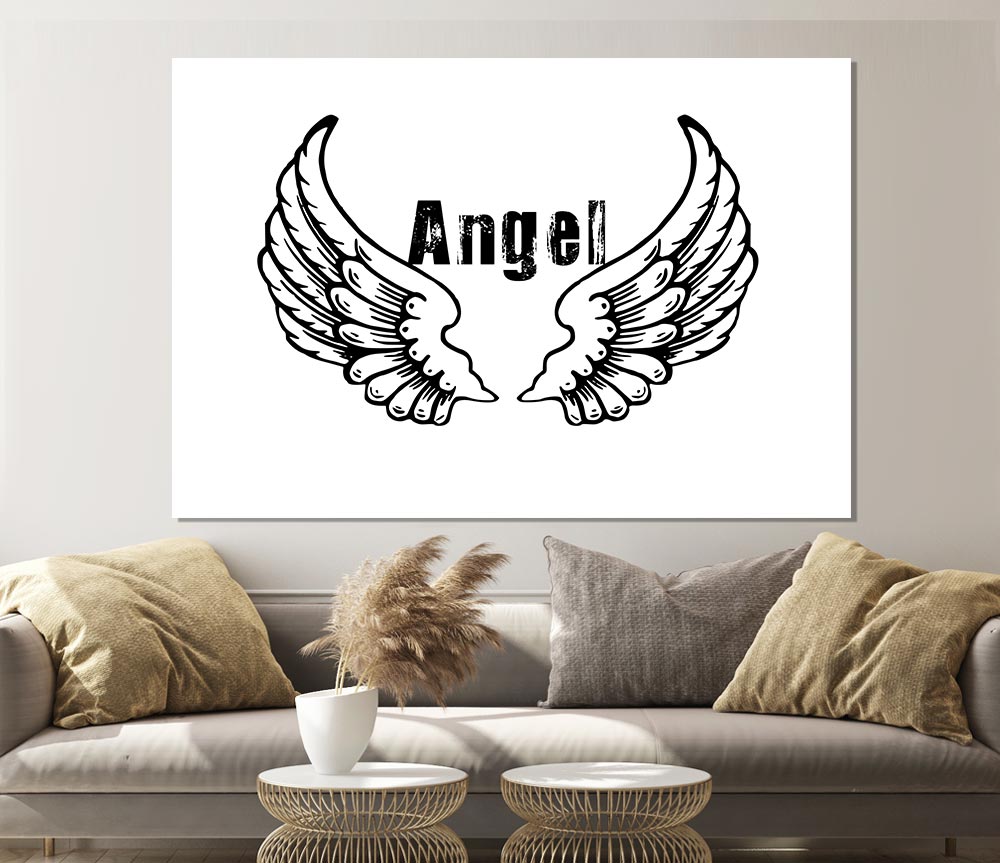 Angel Wings 2 White canvas poster featuring elegant angel wings design on high-quality material.