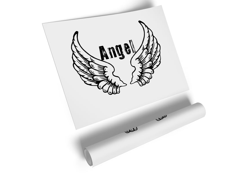 Angel Wings 2 White canvas poster featuring elegant angel wings design on high-quality material.