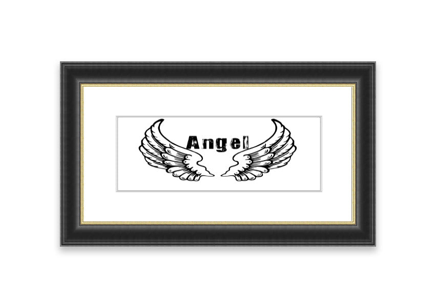 Framed print of Angel Wings 2 White, showcasing delicate wings design in a stylish frame, ready to hang.