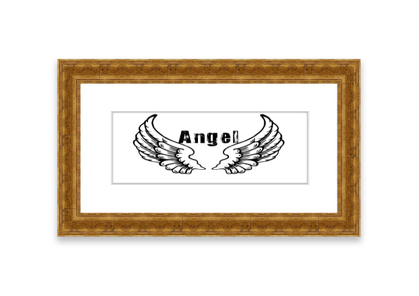 Framed print of Angel Wings 2 White, showcasing delicate wings design in a stylish frame, ready to hang.