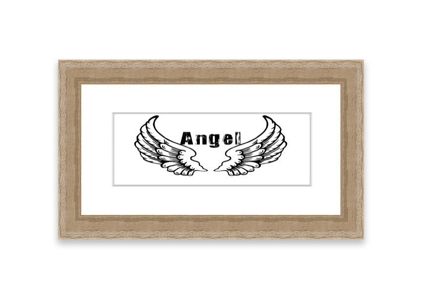 Framed print of Angel Wings 2 White, showcasing delicate wings design in a stylish frame, ready to hang.