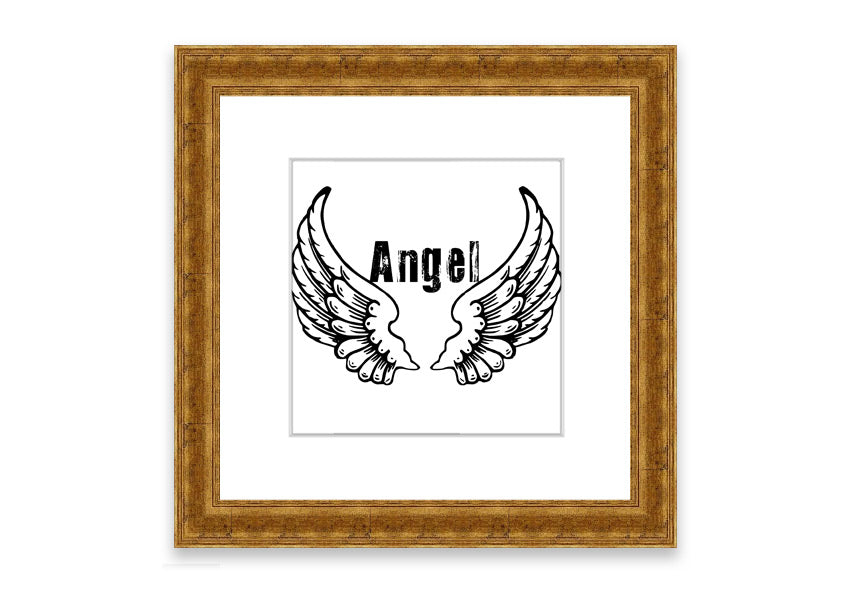 Framed print of Angel Wings 2 White, showcasing delicate wings design in a stylish frame, ready to hang.