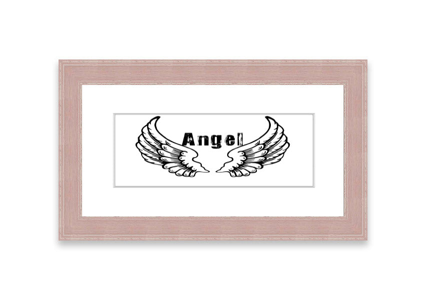 Framed print of Angel Wings 2 White, showcasing delicate wings design in a stylish frame, ready to hang.