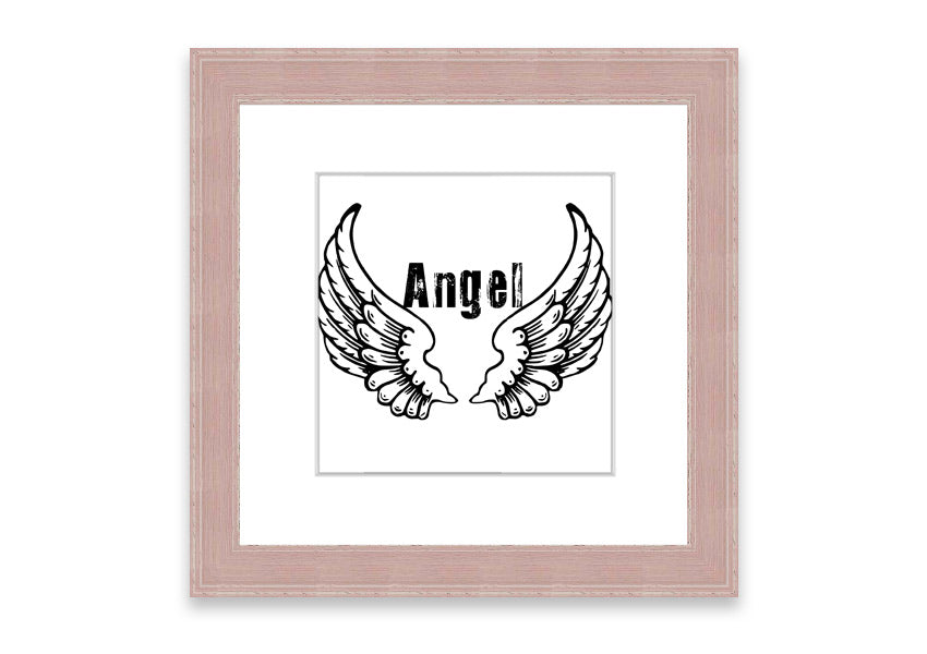 Framed print of Angel Wings 2 White, showcasing delicate wings design in a stylish frame, ready to hang.