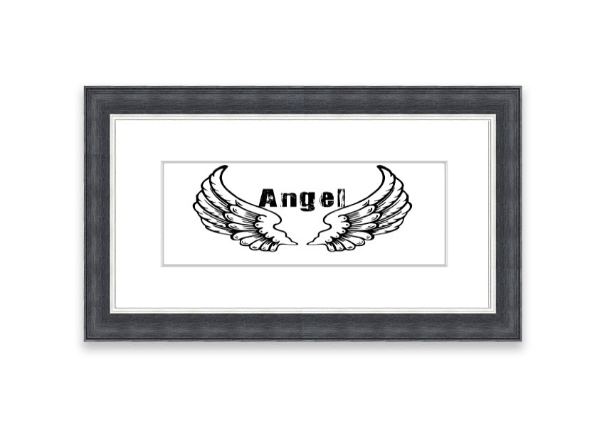 Framed print of Angel Wings 2 White, showcasing delicate wings design in a stylish frame, ready to hang.