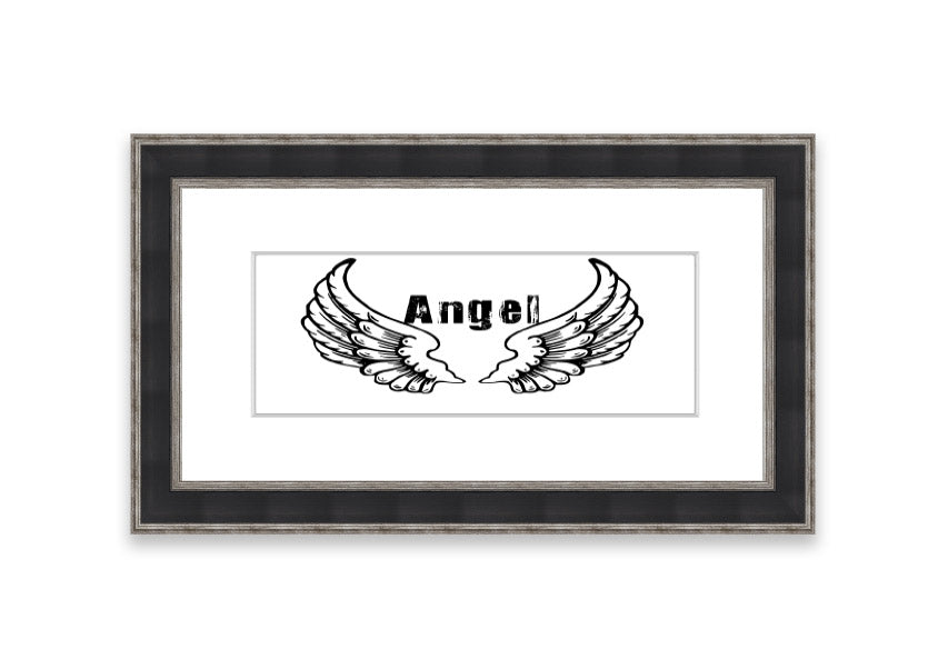 Framed print of Angel Wings 2 White, showcasing delicate wings design in a stylish frame, ready to hang.