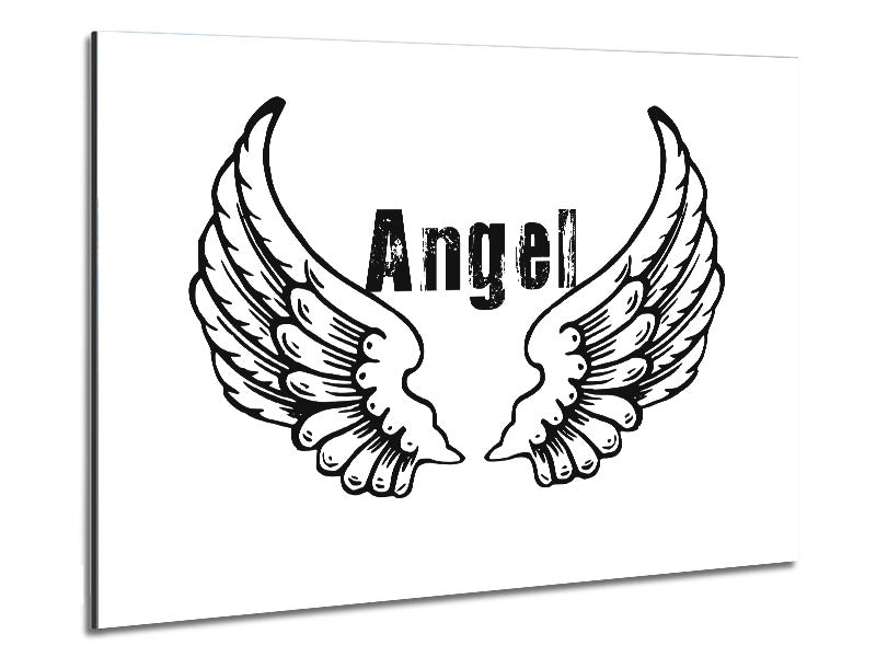 Angel Wings 2 White artwork printed on brushed aluminium dibond, featuring elegant angel wings design.