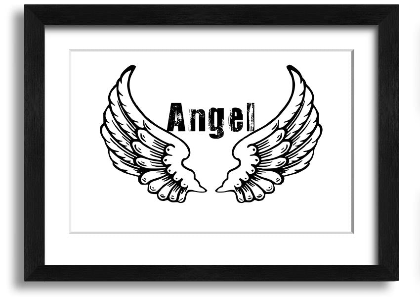 Angel Wings 2 White framed print showcasing elegant angel wings design in a stylish frame.