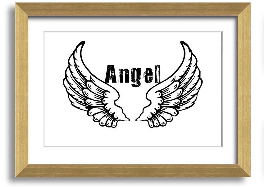 Angel Wings 2 White framed print showcasing elegant angel wings design in a stylish frame.