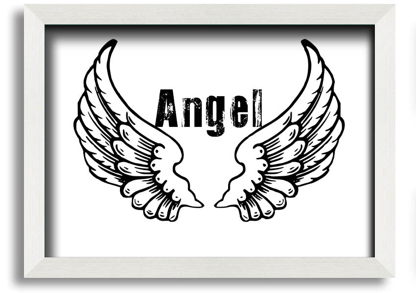 Angel Wings 2 White framed print showcasing elegant angel wings design in a stylish frame.