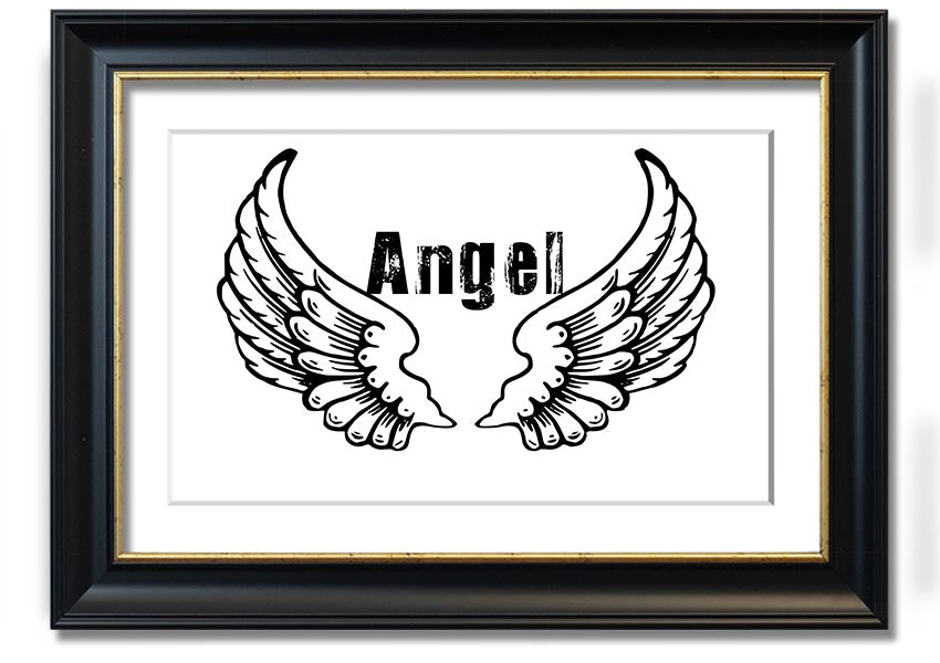 Angel Wings 2 White framed print showcasing elegant angel wings design in a stylish frame.