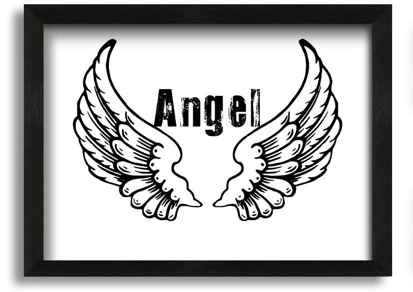 Angel Wings 2 White framed print showcasing elegant angel wings design in a stylish frame.