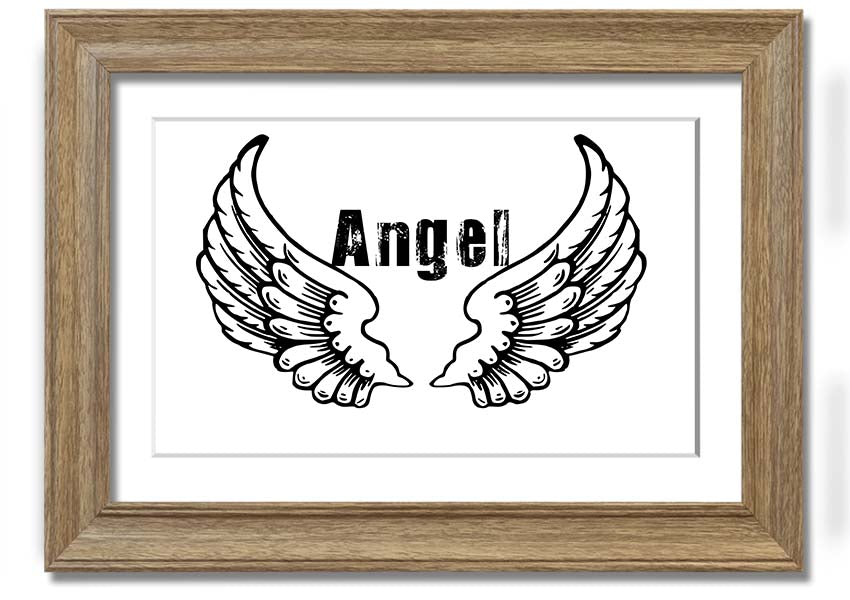 Angel Wings 2 White framed print showcasing elegant angel wings design in a stylish frame.