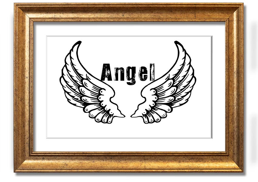 Angel Wings 2 White framed print showcasing elegant angel wings design in a stylish frame.