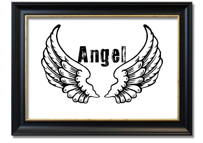 Angel Wings 2 White framed print showcasing elegant angel wings design in a stylish frame.