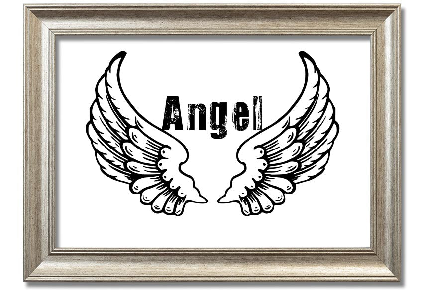 Angel Wings 2 White framed print showcasing elegant angel wings design in a stylish frame.