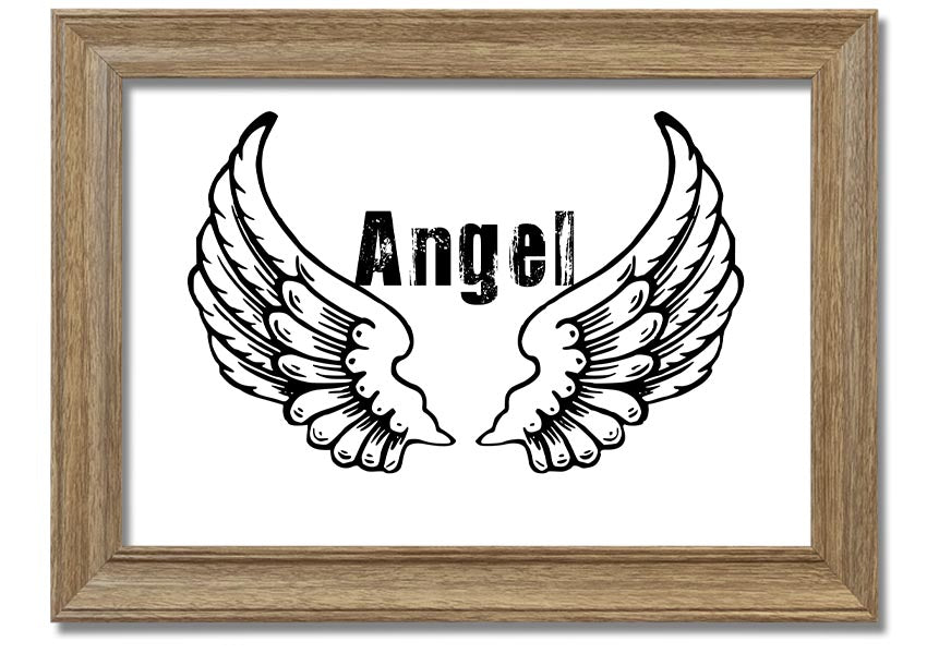 Angel Wings 2 White framed print showcasing elegant angel wings design in a stylish frame.