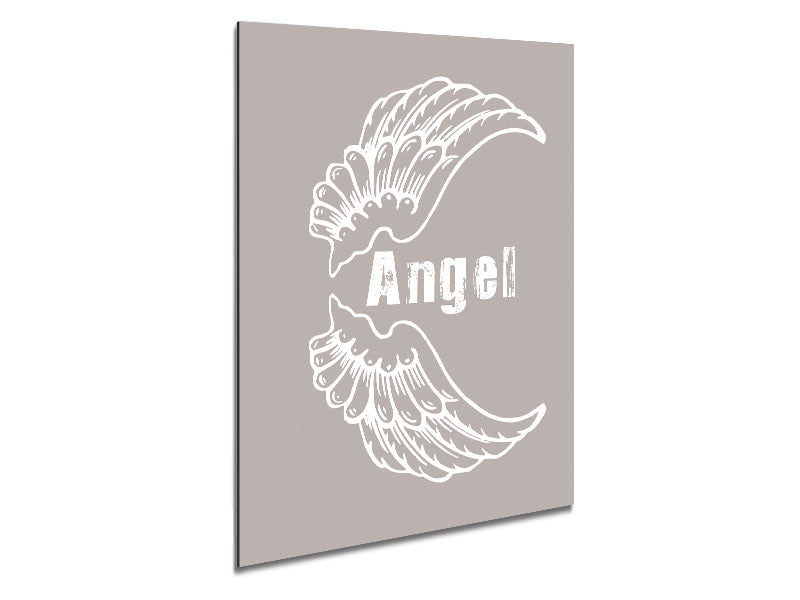 Angel Wings 3 Beige artwork printed on brushed aluminium dibond, showcasing a modern and elegant design.