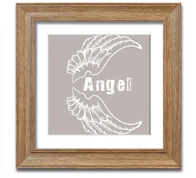 Angel Wings 3 Beige Square Framed Print showcasing delicate angel wings design in a stylish frame.