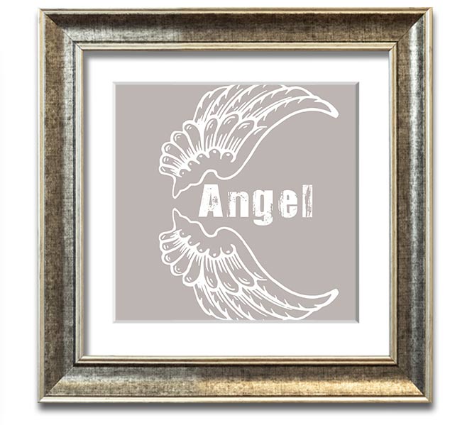 Angel Wings 3 Beige Square Framed Print showcasing delicate angel wings design in a stylish frame.