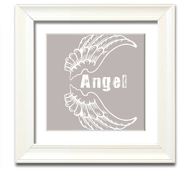 Angel Wings 3 Beige Square Framed Print showcasing delicate angel wings design in a stylish frame.