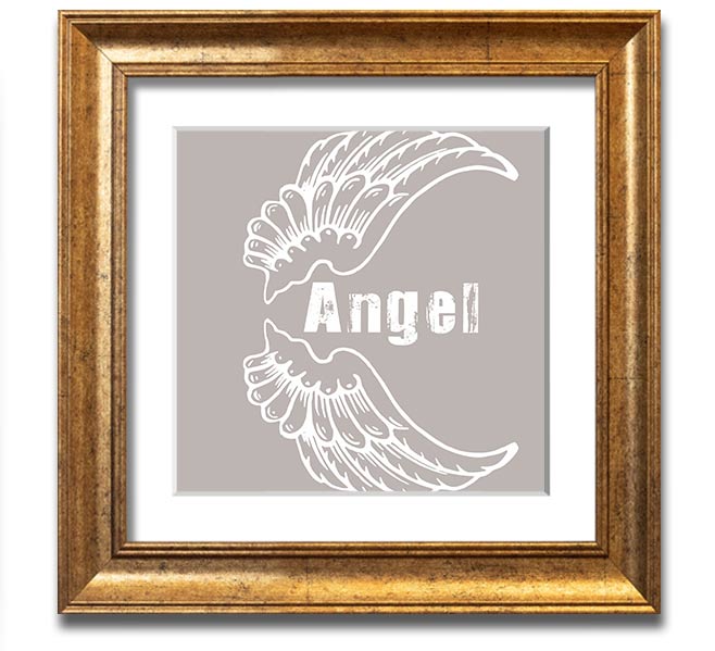 Angel Wings 3 Beige Square Framed Print showcasing delicate angel wings design in a stylish frame.