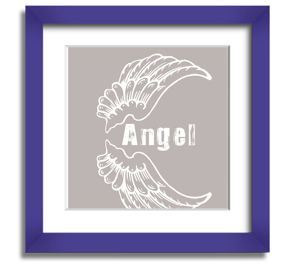 Angel Wings 3 Beige Square Framed Print showcasing delicate angel wings design in a stylish frame.