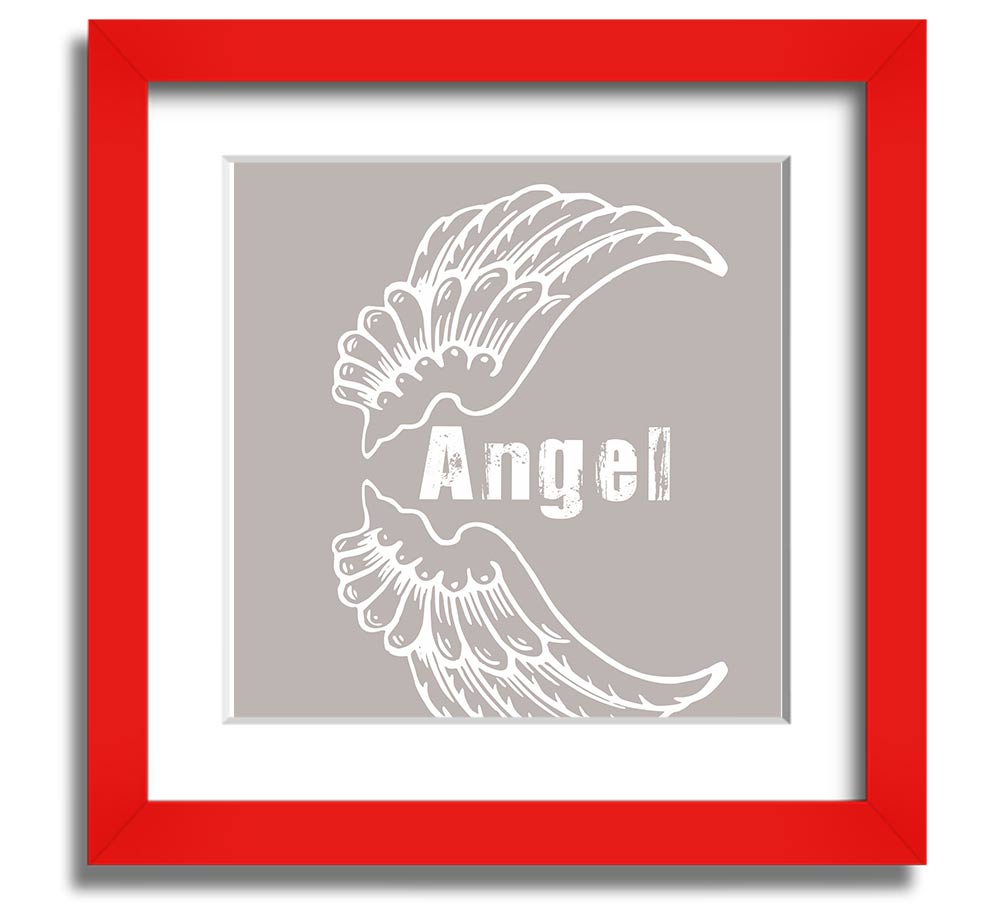 Angel Wings 3 Beige Square Framed Print showcasing delicate angel wings design in a stylish frame.