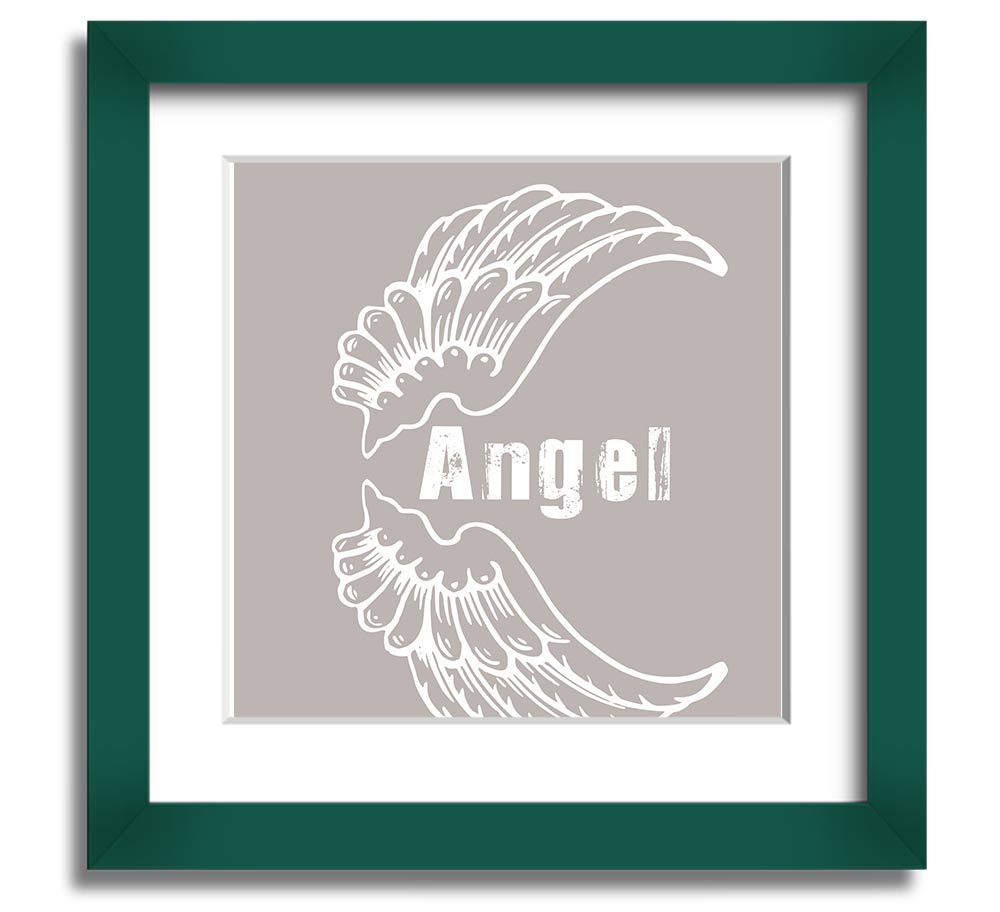 Angel Wings 3 Beige Square Framed Print showcasing delicate angel wings design in a stylish frame.