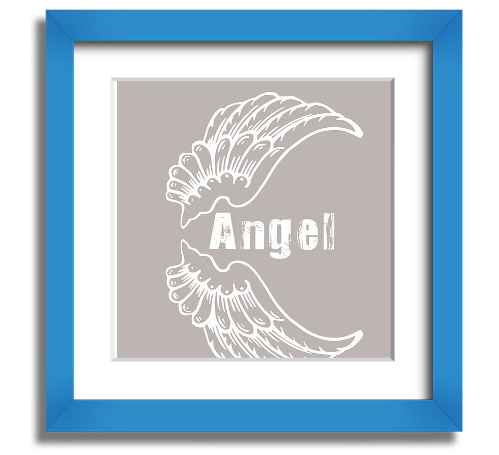 Angel Wings 3 Beige Square Framed Print showcasing delicate angel wings design in a stylish frame.