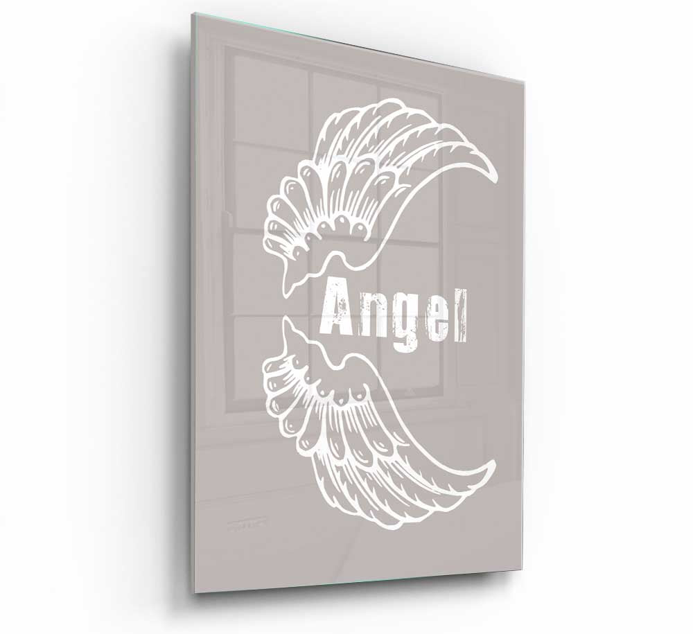 Angel Wings 3 Beige glass print featuring elegant design and soft beige tones, perfect for modern home decor.