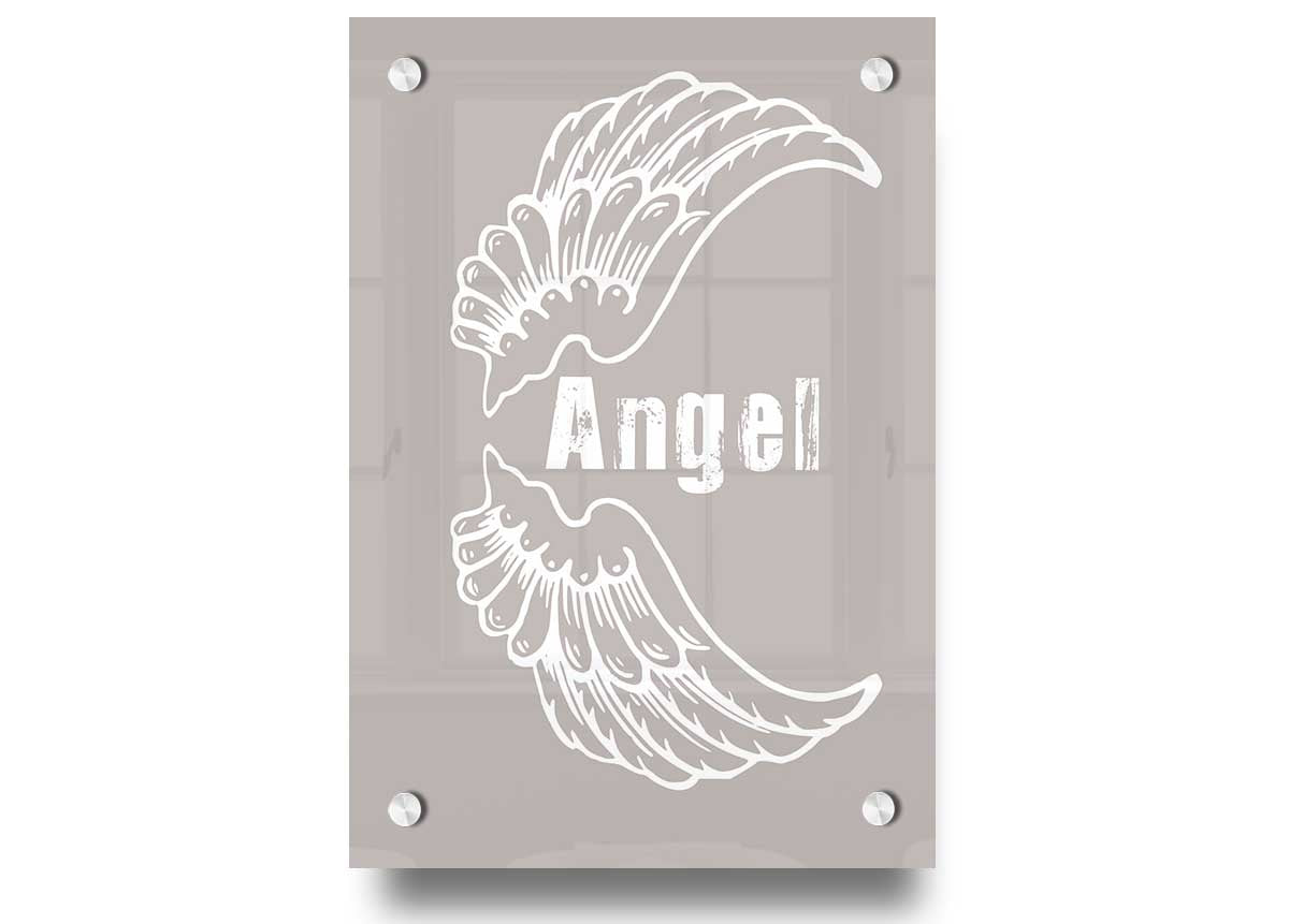 Angel Wings 3 Beige acrylic print showcasing elegant angel wing design on 5mm thick acrylic glass.