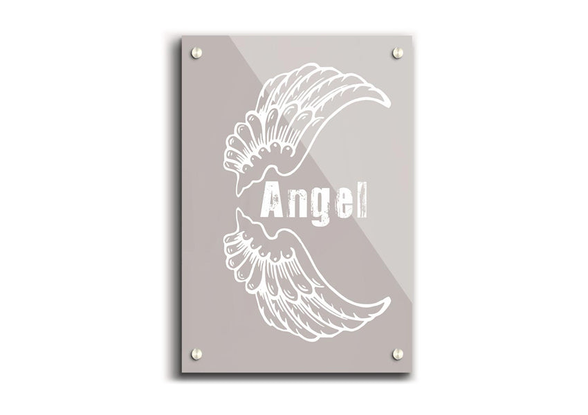 Angel Wings 3 Beige acrylic print showcasing elegant angel wing design on 5mm thick acrylic glass.