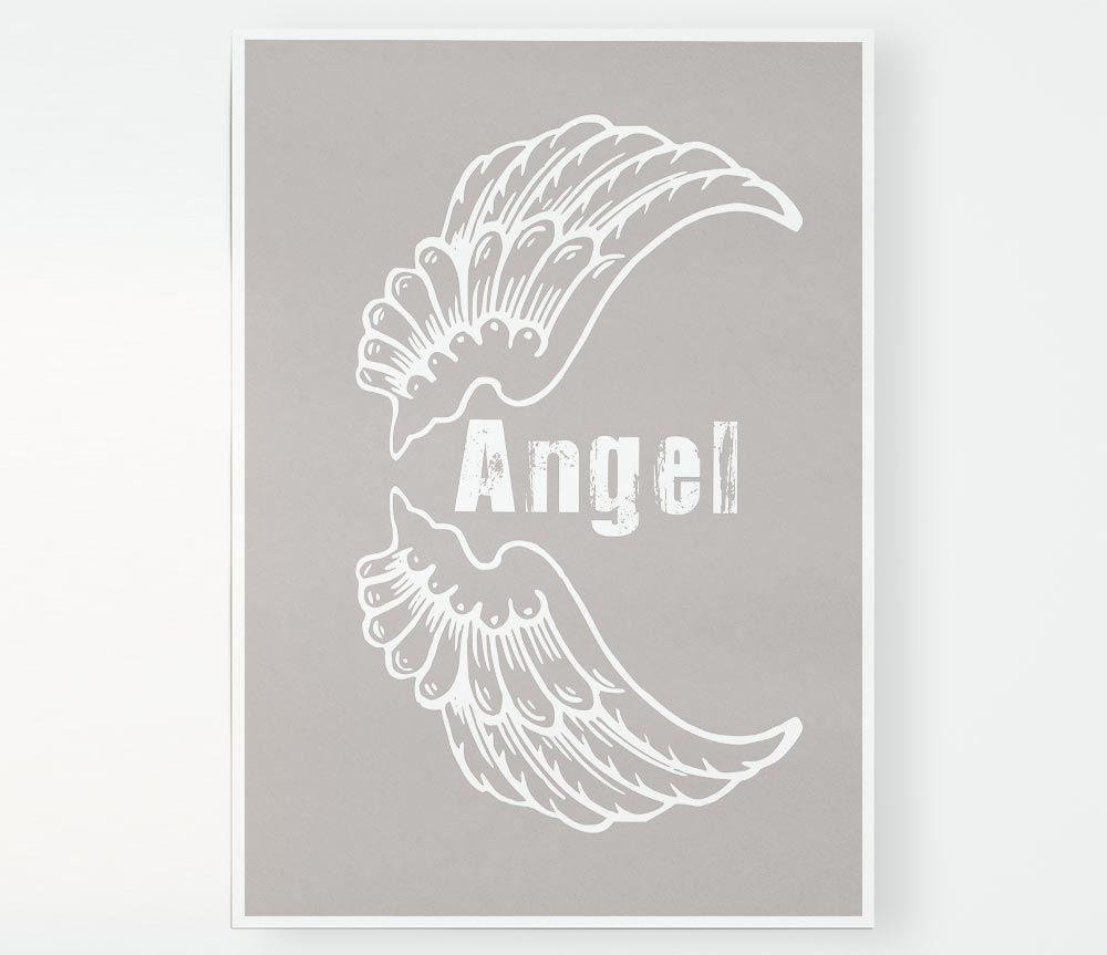 Angel Wings 3 Beige canvas poster featuring elegant angel wings design in soft beige tones, perfect for home decor.