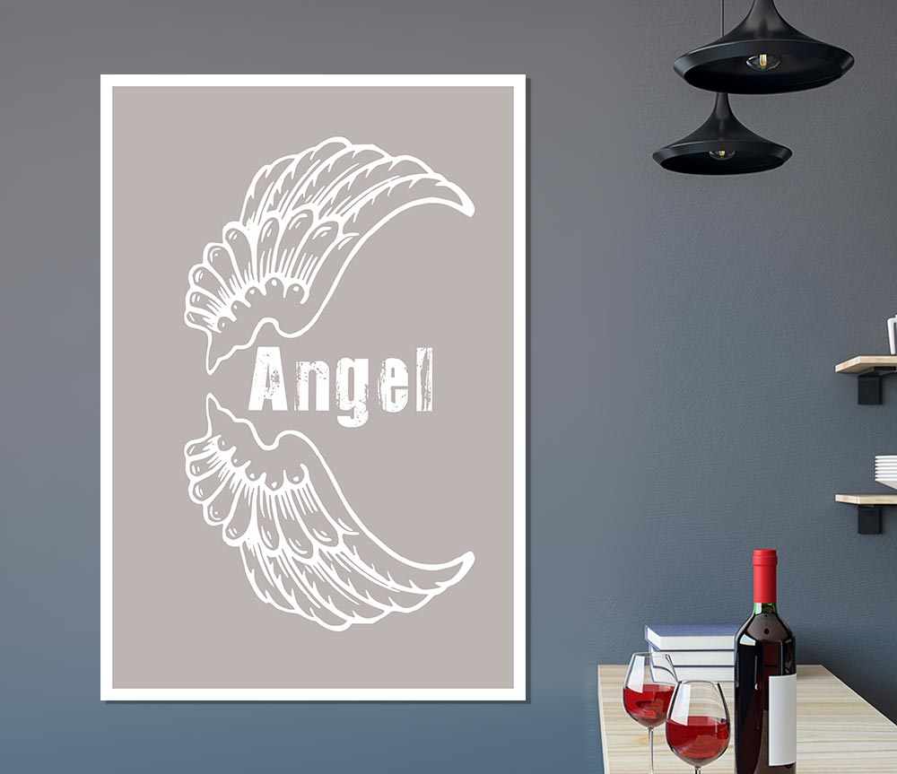 Angel Wings 3 Beige canvas poster featuring elegant angel wings design in soft beige tones, perfect for home decor.