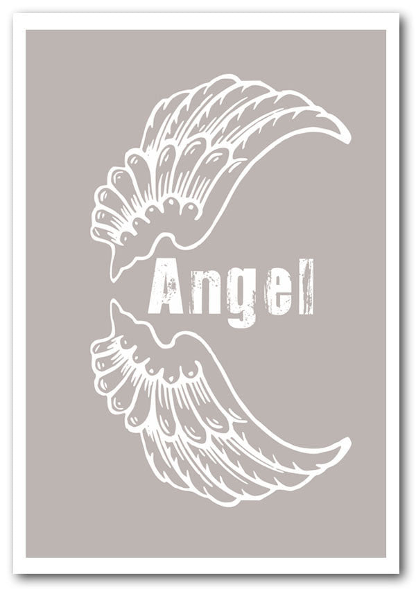 Angel Wings 3 Beige canvas poster featuring elegant angel wings design in soft beige tones, perfect for home decor.