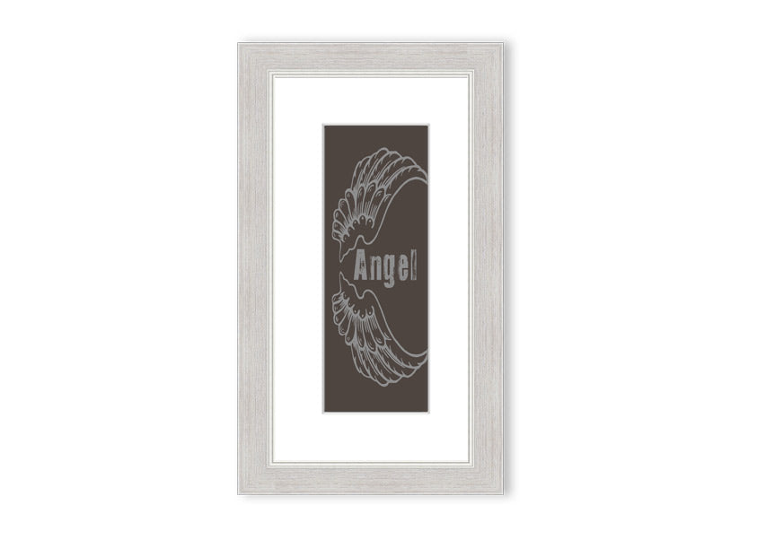 Framed Angel Wings 3 Chocolate print with elegant design and multiple frame color options.