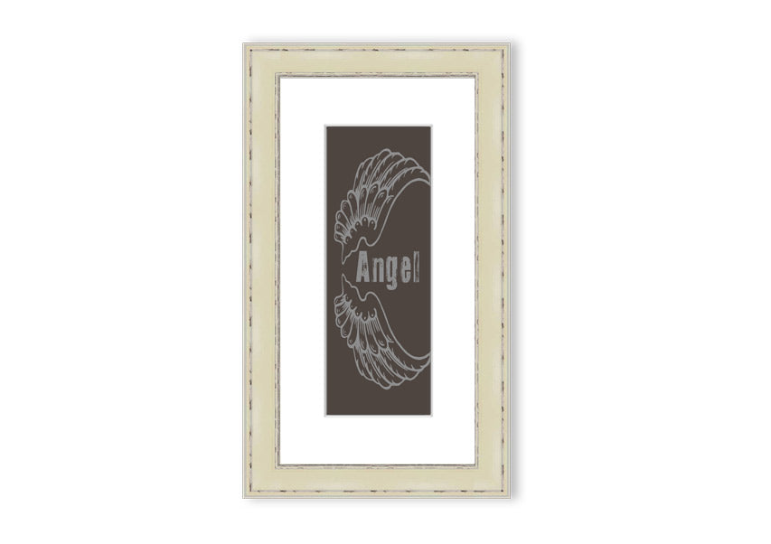 Framed Angel Wings 3 Chocolate print with elegant design and multiple frame color options.