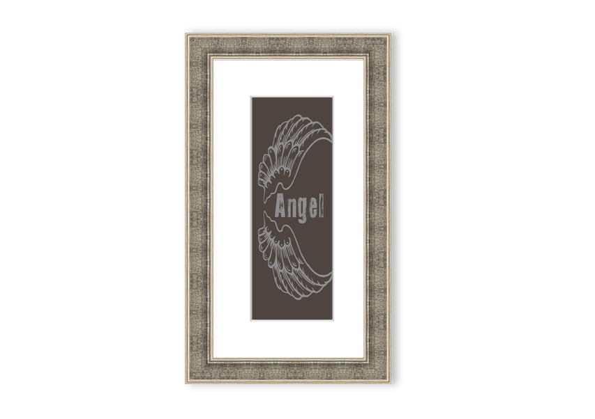 Framed Angel Wings 3 Chocolate print with elegant design and multiple frame color options.