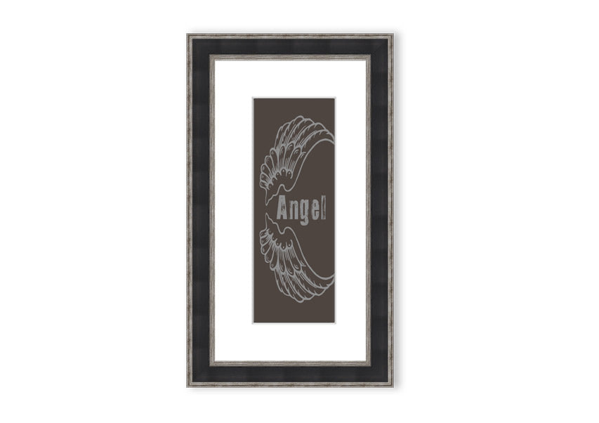 Framed Angel Wings 3 Chocolate print with elegant design and multiple frame color options.