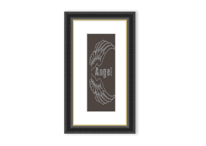 Framed Angel Wings 3 Chocolate print with elegant design and multiple frame color options.