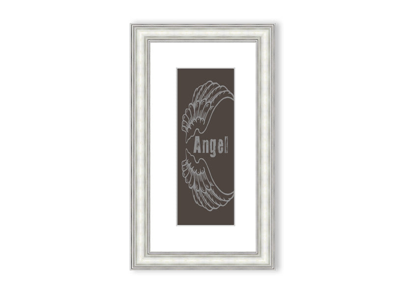 Framed Angel Wings 3 Chocolate print with elegant design and multiple frame color options.