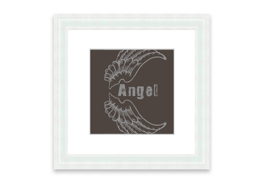 Framed Angel Wings 3 Chocolate print with elegant design and multiple frame color options.