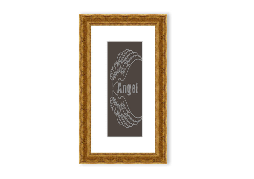 Framed Angel Wings 3 Chocolate print with elegant design and multiple frame color options.