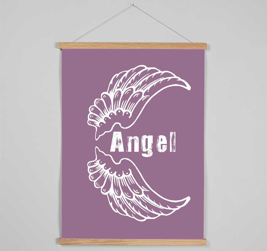 Angel Wings 3 Dusty Pink wooden poster hangers with magnetic fastening, showcasing a contemporary design and solid wood craftsmanship.