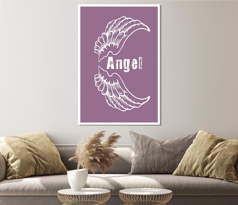 Angel Wings 3 Dusty Pink canvas poster featuring soft pink tones and intricate wing design, perfect for home decor.